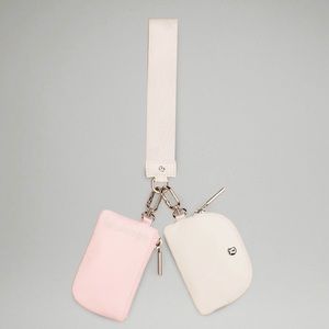 NWT Lululemon Dual Pouch Wristlet in White Opal /Flush Pink